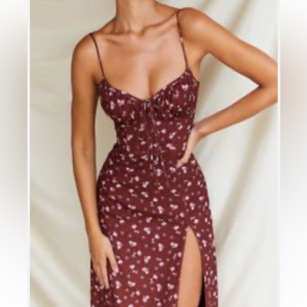 Fame And Partners Dress-Flower Print Midi Size 4